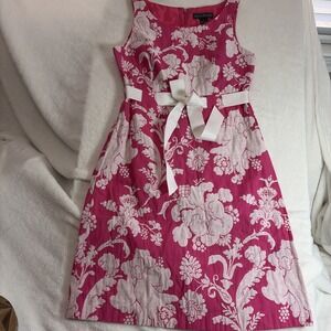 Jessica Howard Sleeveless Floral Pink/White Dress Retro Cottagecore Size 6 EUC